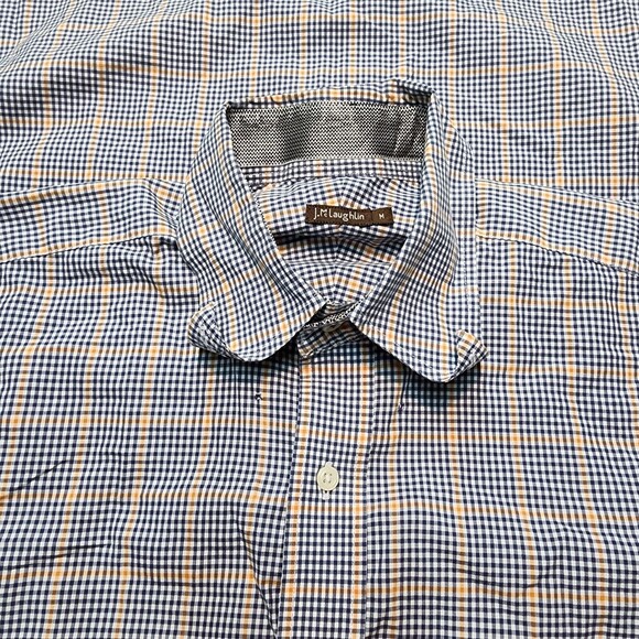 J. McLaughlin Men's Blue / Orange Multi Color Plaid Button Down Size M - Picture 3 of 14